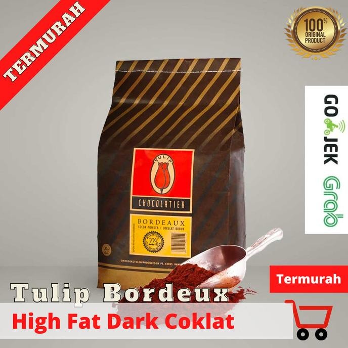 

BARU COKELAT BUBUK TULIP BORDEAUX PURE DARK COKLAT TULIP 500 G |1 KG
