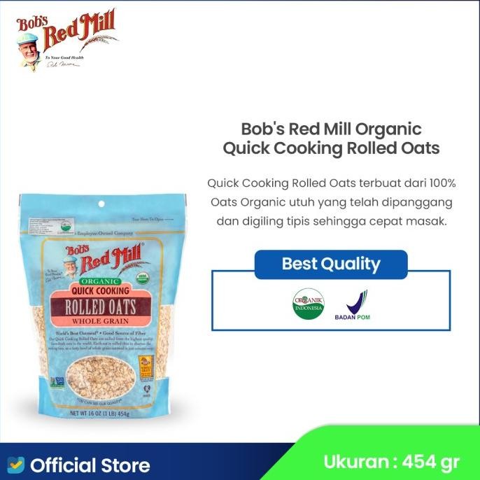 

BOB'S RED MILL ORGANIC QUICK COOKING ROLLED OATS 454 GR