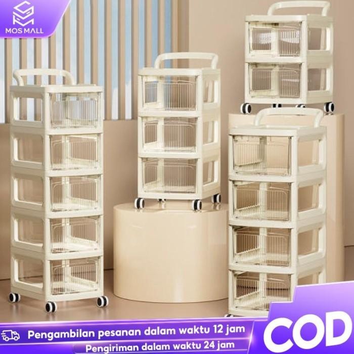 MOS Rak Trolley dorong Rak Aesthetic Rak penyimpanan bayi. rak baby.