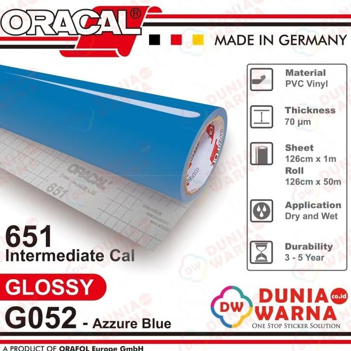 ORACAL 651 052 AZURE BLUE GLOSS/MATTE(DOFF) METERAN