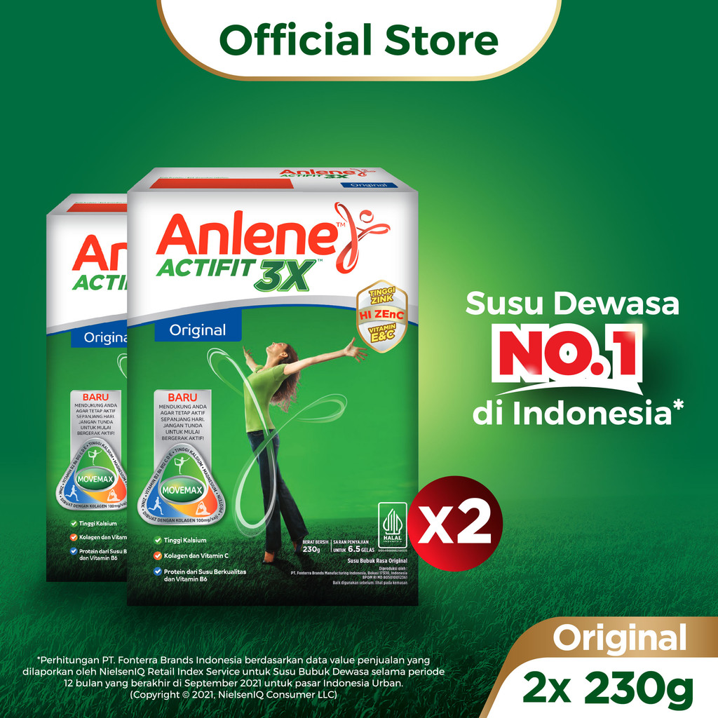

Anlene Actifit 3X Susu Bubuk Dewasa Original 2 x 230g - Nutrisi Tinggi Kalsium Untuk Tulang, Sendi, dan Otot