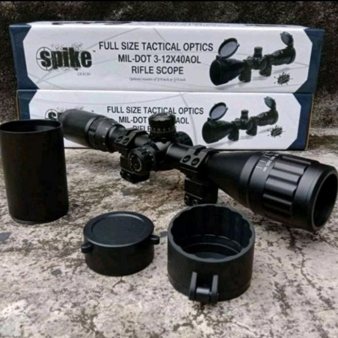 Terlaris teleskop Teropong Jarak jauh SPIKE 3-12X40AOL tahan getar anti air SALE