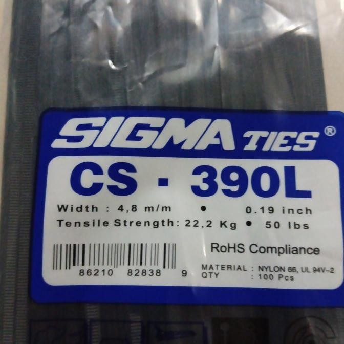 

ready KABEL TIES SIGMA CS-390L lebar 4,8 cm warna HITAM murah