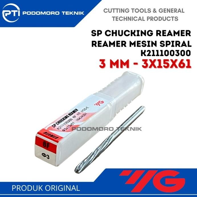 Reamer 3 mm H7/Sp Chucking Reamer 3mm Mesin Reamer Merek YG1 murah