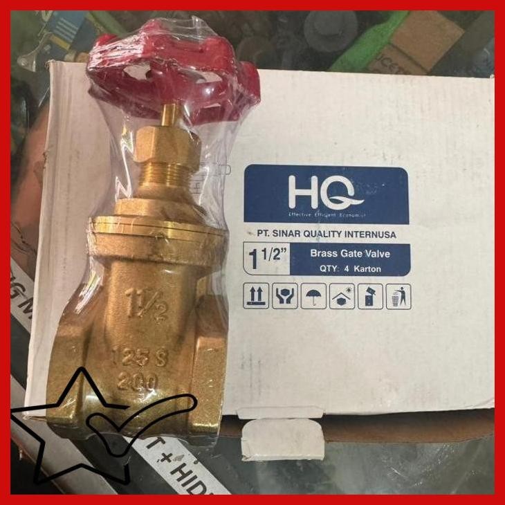 [SMM] GATE VALVE 1 1/2" INCH HQ KUNINGAN STOP KRAN 1,5" HQ GATE VALVE BRASS
