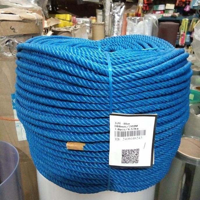 

(100 Meter) Tali Tambang Plastik 8 Mm Warna Biru Co