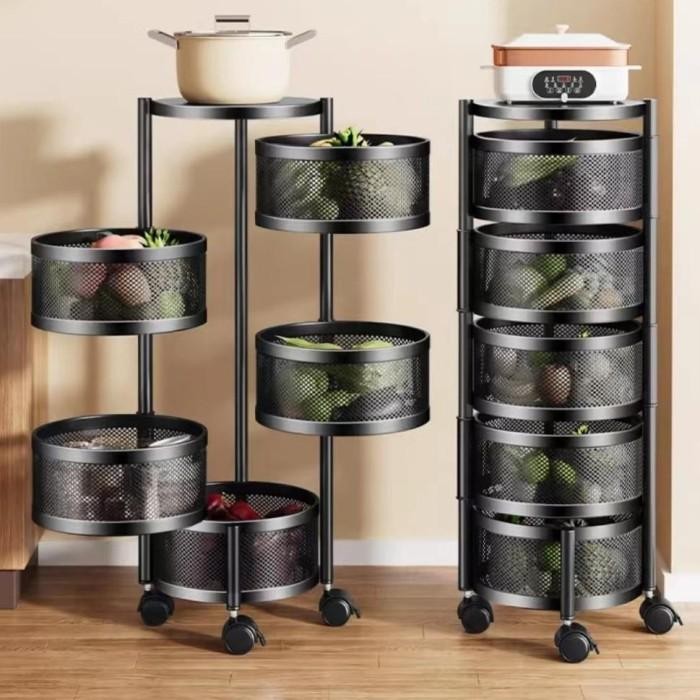 Rak Troli Susun Putar Besi Rak Dapur Serbaguna Tingkat el