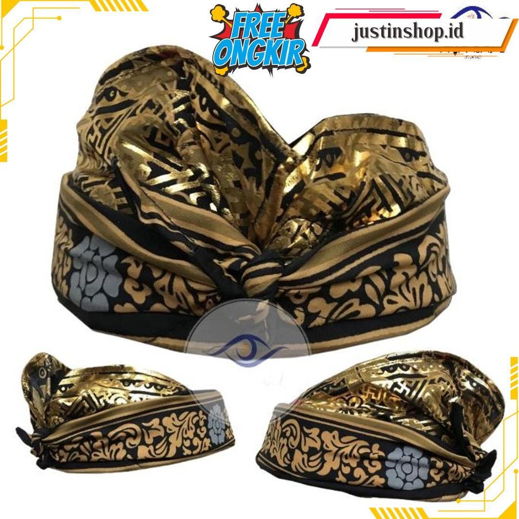 Udeng Bali Jadi Batik Patra Hitam Gold Seri A&B  U006.Ag Siap Kirim