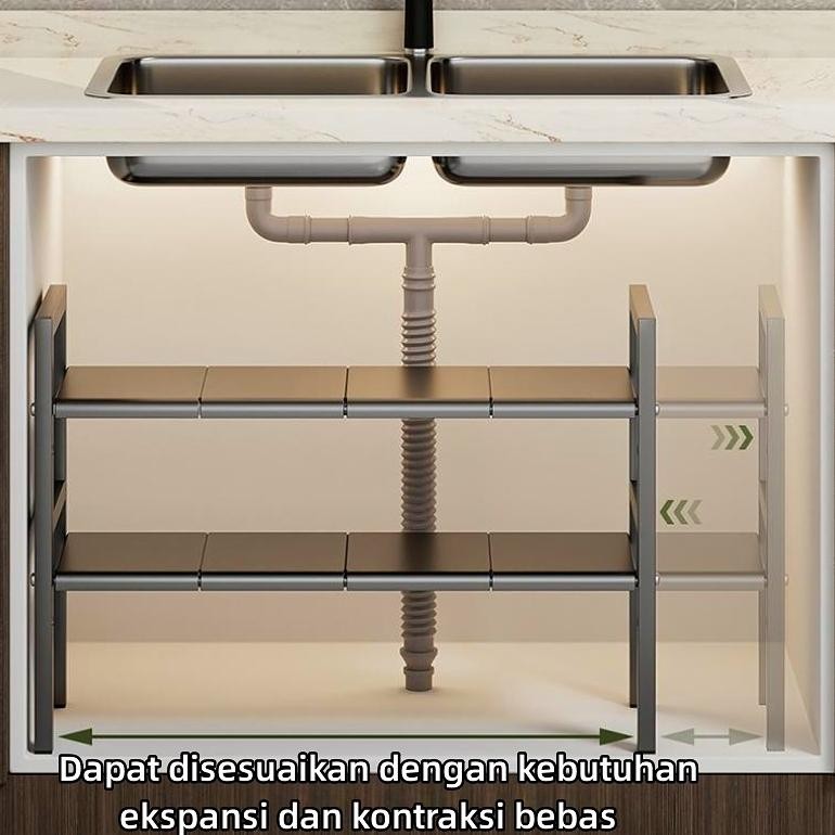 SUS 304 Rak Dapur Rak Bawah Wastafel Rak Panci Rak Kolong Dapur Rak Lemari Dapur Rak Susun Serbaguna