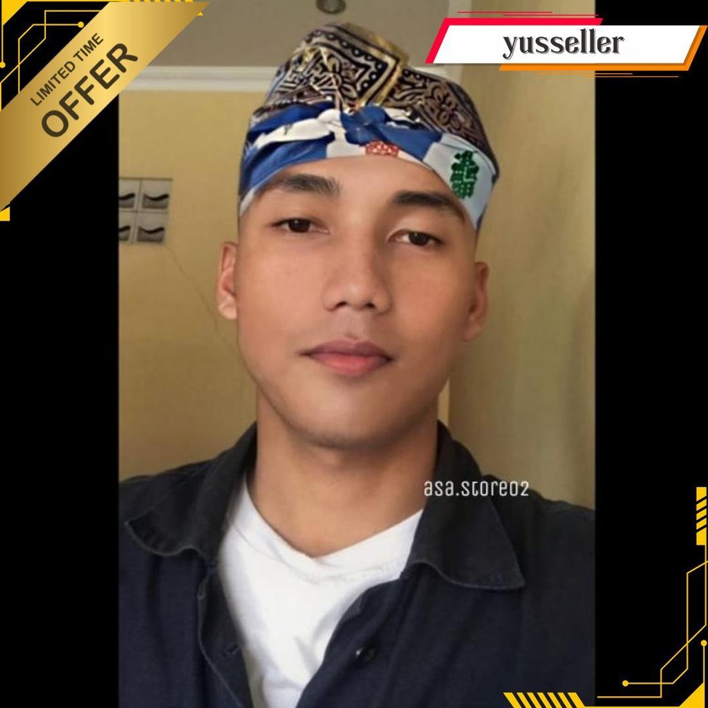 Udeng Bali Tradisional Prada Topi Adat Khas Bali Ikat Kepala Khas Bali Kotak-Kotak Ikat Kepala Karna