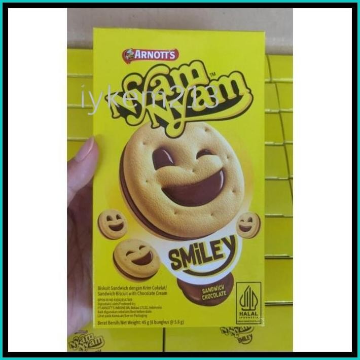 

AGEN DISTRIBUTOR MAKANAN RINGAN SNACK WAFER BISKUIT ARNOTTS NYAM NYAM SMILEY SANDWICH CHOCOLATE CREAM MURAH