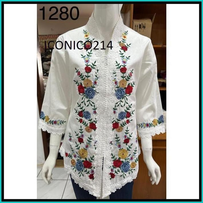 1280 KEBAYA BORDIR TIMBUL ALEXUEZ PREMIUM NEW /KEBAYA ENCIM BORDIR PUTIH TULANG / KEBAYA BAHAN KATUN