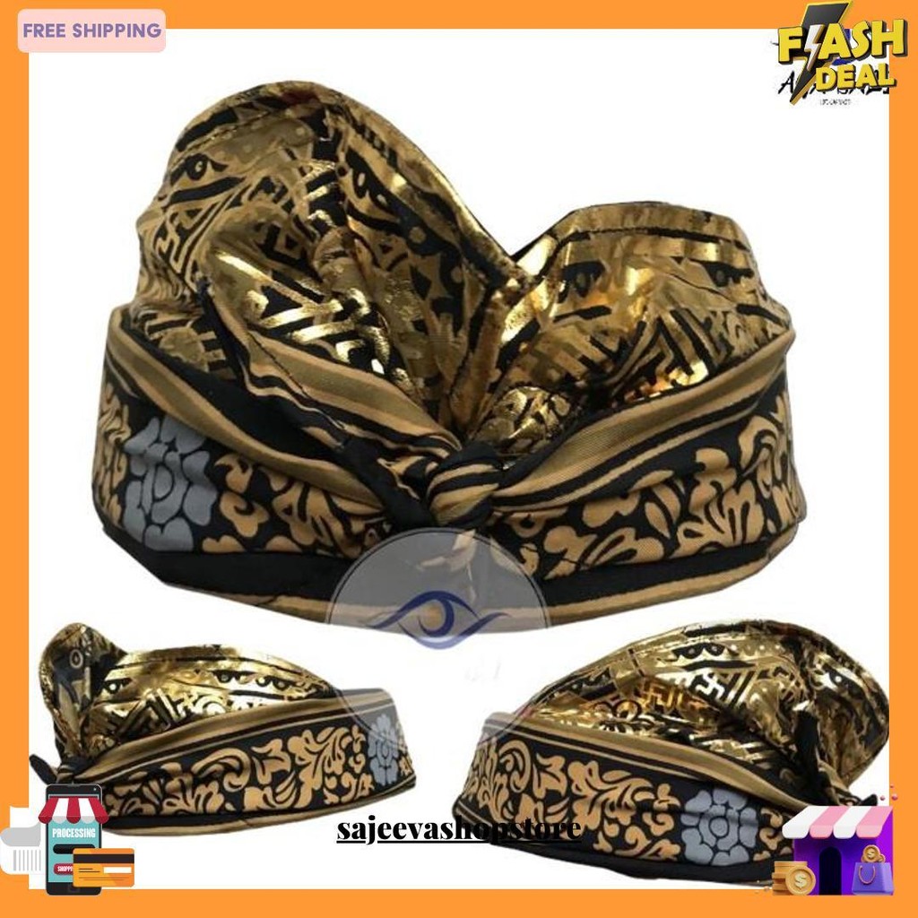 Udeng Bali Jadi Batik Patra Hitam Gold Seri A&B  U006.Ag Termurah Banget