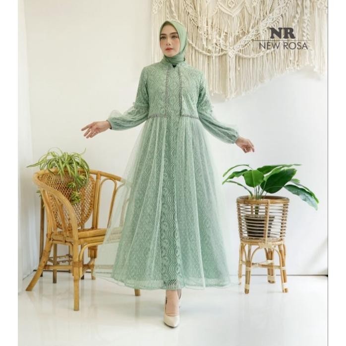 Promo Spesial Adiba Dress Series Bahan Full Brokat Malika Premium