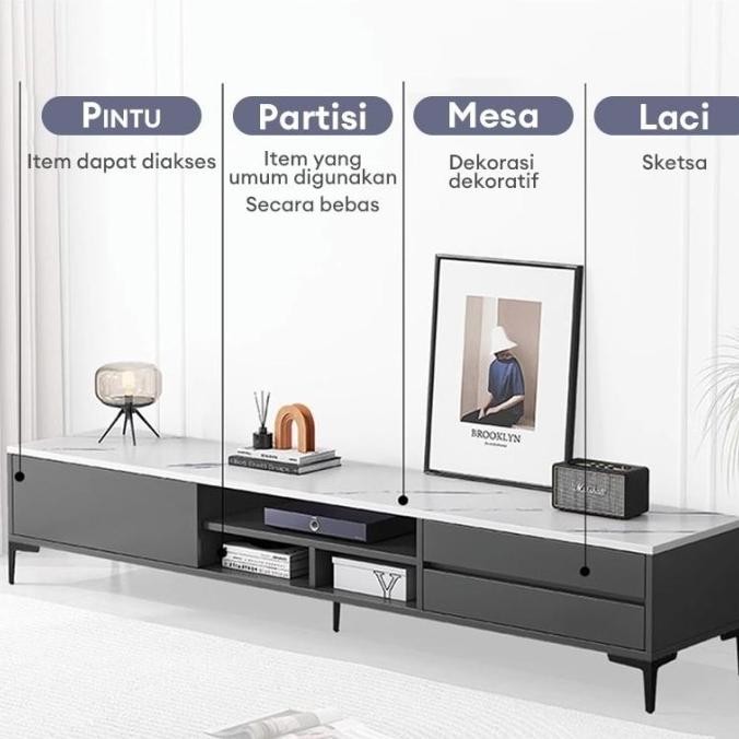 Meja TV Minimalis Rak TV Lemari TV Dinding Bupet TV Tempat Penyimpanan Kabinet Ruang Tamu ern
