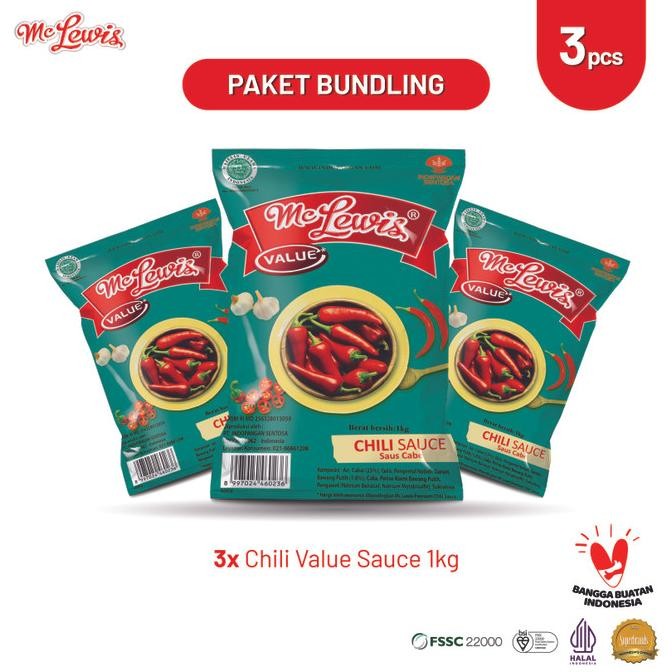 

Sale [Paket Bundle] Mc Lewis Chilli Value 1 Kg X 3Pcs