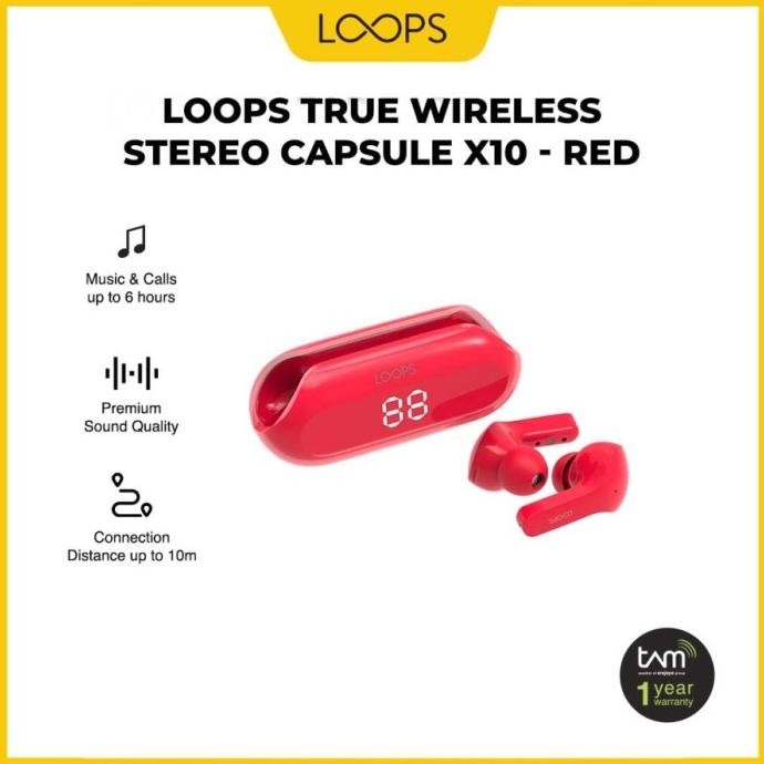 Grosir Loops Tws X10 Red Earphone Bluetooth