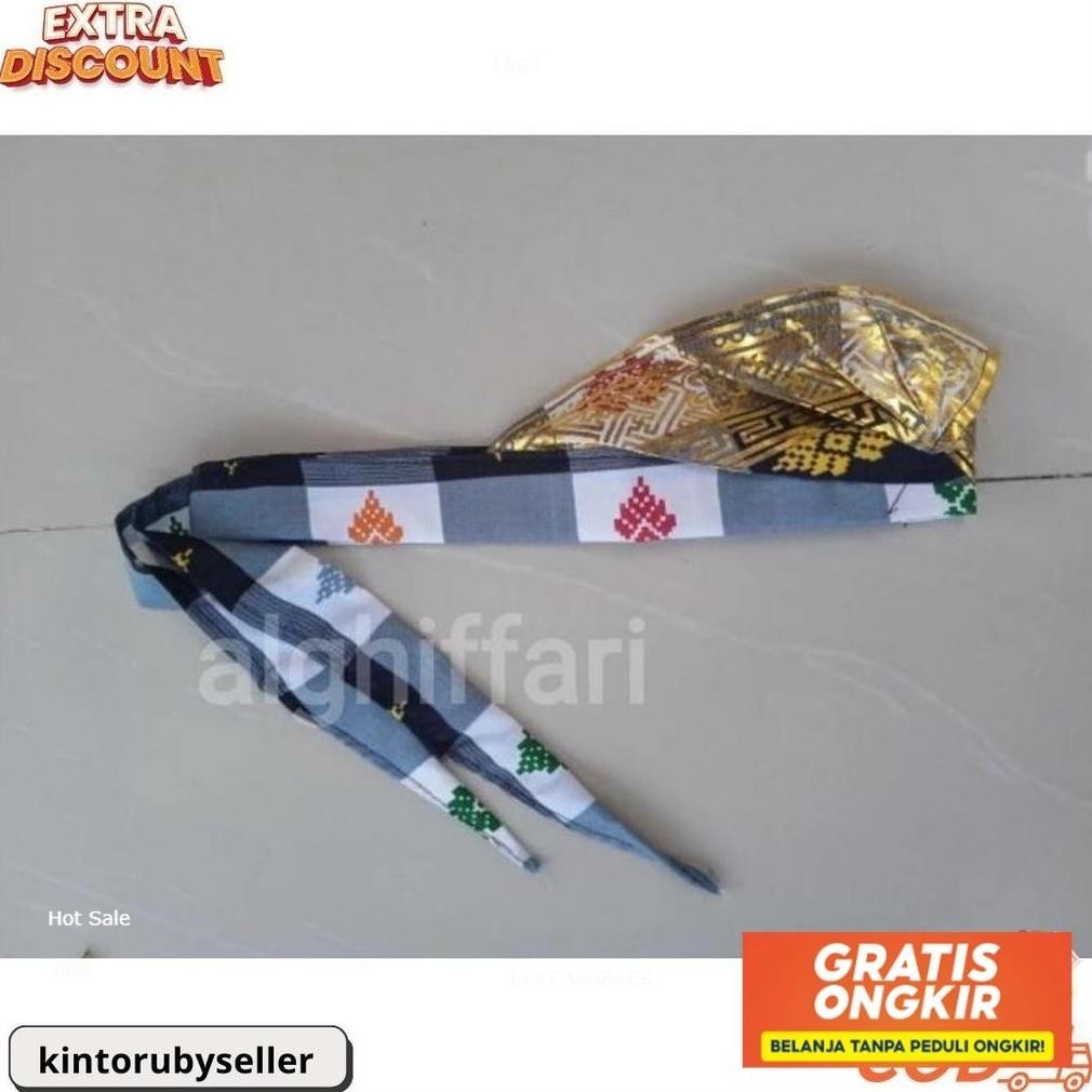 Udeng Bali / Ikat Setengah Jadi Motif Kotak - Kotak Souvenir Hiasan Kepala Bali Terlaris Original