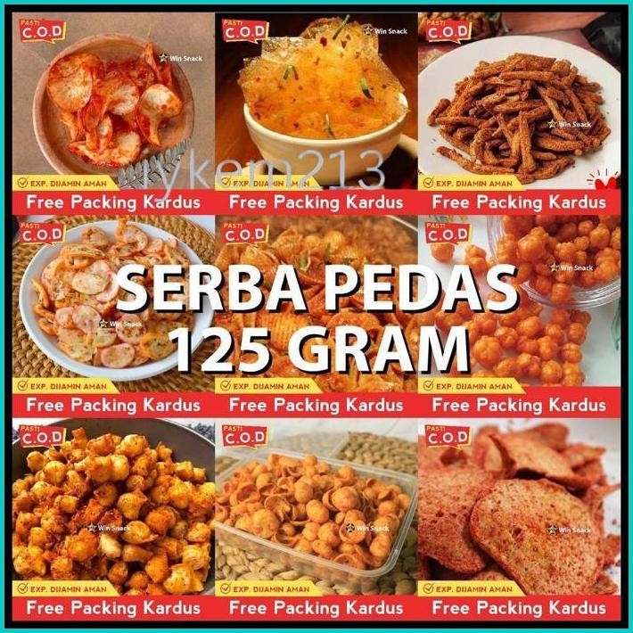 

SNACK KILOAN MAKANAN RINGAN SERBA PEDAS 125 GRAM JAJANAN JADUL ZAMAN NOW MANIS GURIH ASIN