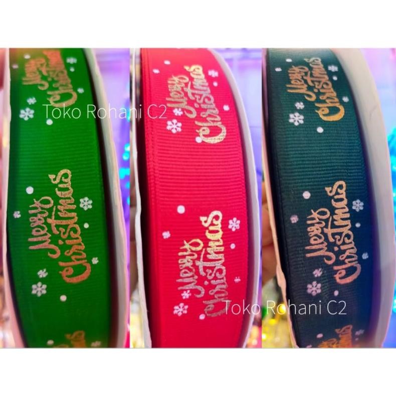 

fth- asd-86 Pita Natal Roll Meteran Merry Christmas Hijau/ Merah 2,5cm L29/6 - Hiasan Natal - Dekorasi Natal - Pita Natal - Pita Santa Sale Hemat