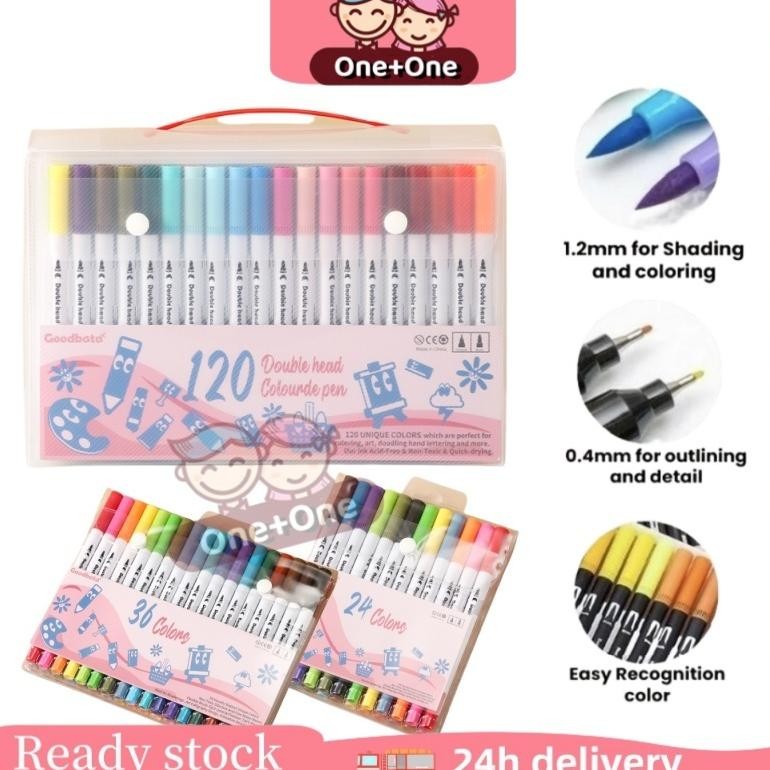 

CODGOODBATA SPIDOL WARNA SET 36/60/80/100/120 SPIDOL BRUSH PEN 2 TIPS SPIDOL SET MARKER DRAWING PEN