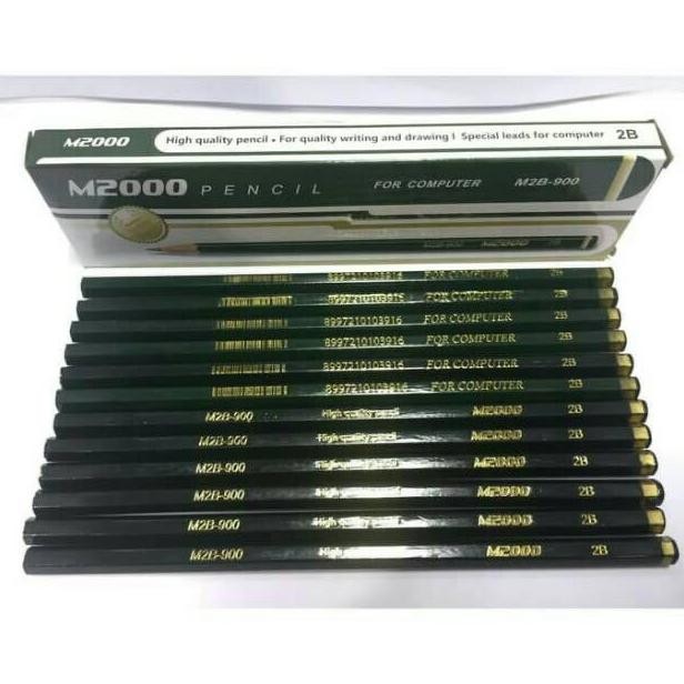 

12 PCS PENSIL M200 HIJAU 2B TINTA HALUS