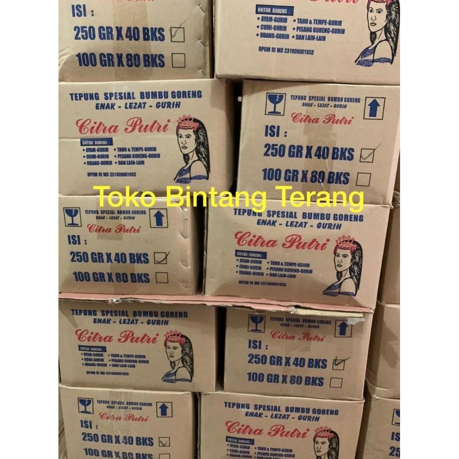 

Promo Tepung Bumbu Serbaguna Citra Putri 250 Gr Gram X 40 Bks 1 Dus Karton