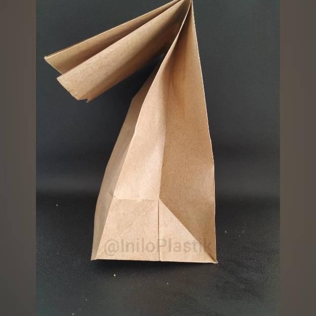 

KT78 h-4 @25 pcs Paper Bag Flat Kantong Kertas Coklat Makanan Roti Cake Food Besar Viral Premium