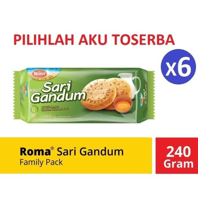 

Grosir Biskuit Roma Sari Gandum Family Pack 240 G - Isi 6 Pcs