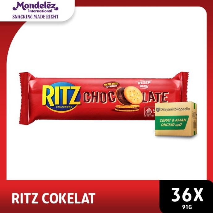 

Murah [1 Karton Isi 36 Pcs] Ritz Crackers Sandwich Biskuit Cokelat 91 Gr