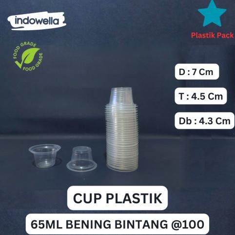Edf-62 Cup Plastik Puding / Ice Cream / Jelly 65Ml , 90Ml Bening Bintang