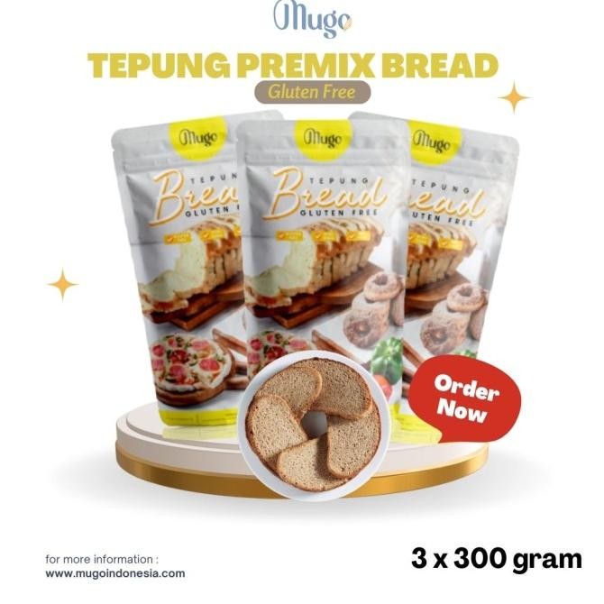 

Mugo Tepung Bread Gluten Free 300Gr Untuk (Bread, Pizza, Donut) [3Pcs]