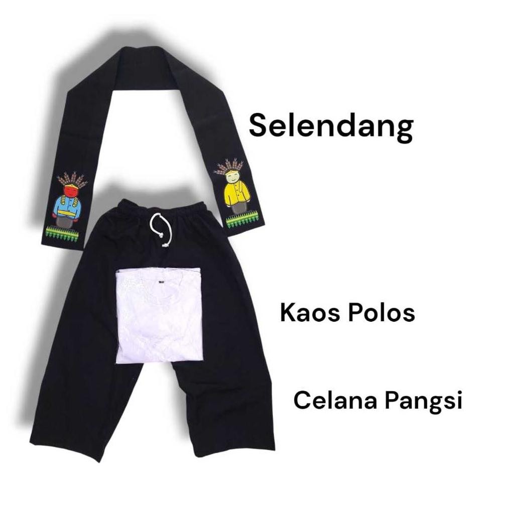 Setelan Baju Adat Jawara Betawi Dapat Celana Pangsi Selendang OndelDanKaosPolos