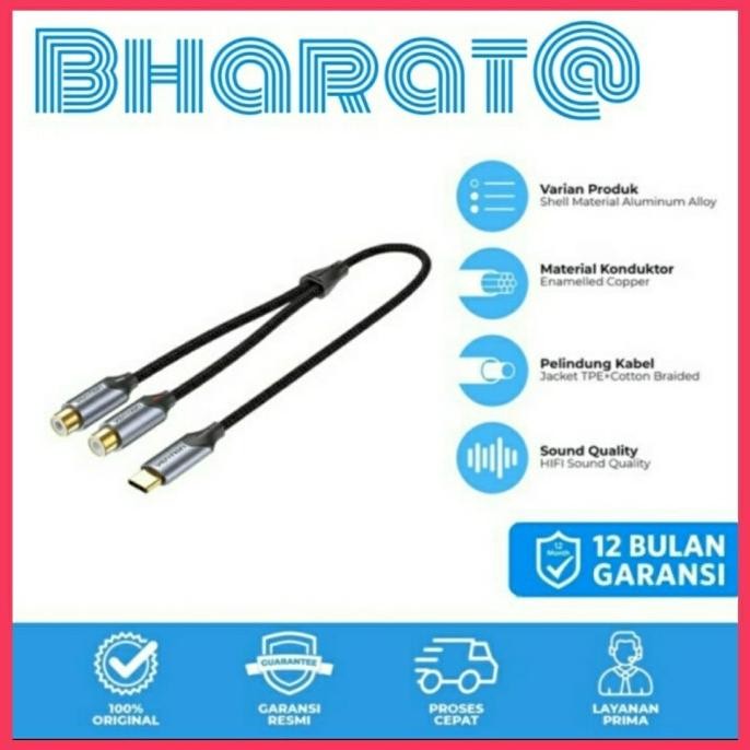 Vention Kabel USB Type C to 2 RCA Dual Female Audio Stereo BGV