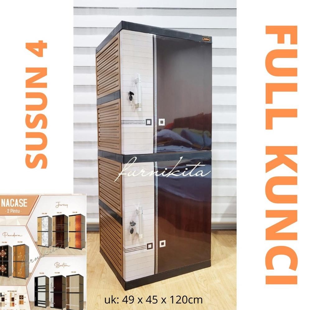 NAIBA - LEMARI PAKAIAN PLASTIK SUSUN 4 NACASE FULL KUNCI