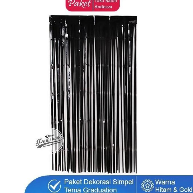 Paket Dekorasi Graduation Hitam Gold / Set Balon Dekorasi Wisuda Happy Graduation / Balon Congrats B