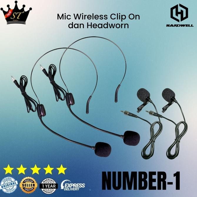 Sale Hardwell Number-1 Clip On Headworn Mic Wireless Microphone Uhf Headset Bando Nirkabel Jepit Unt