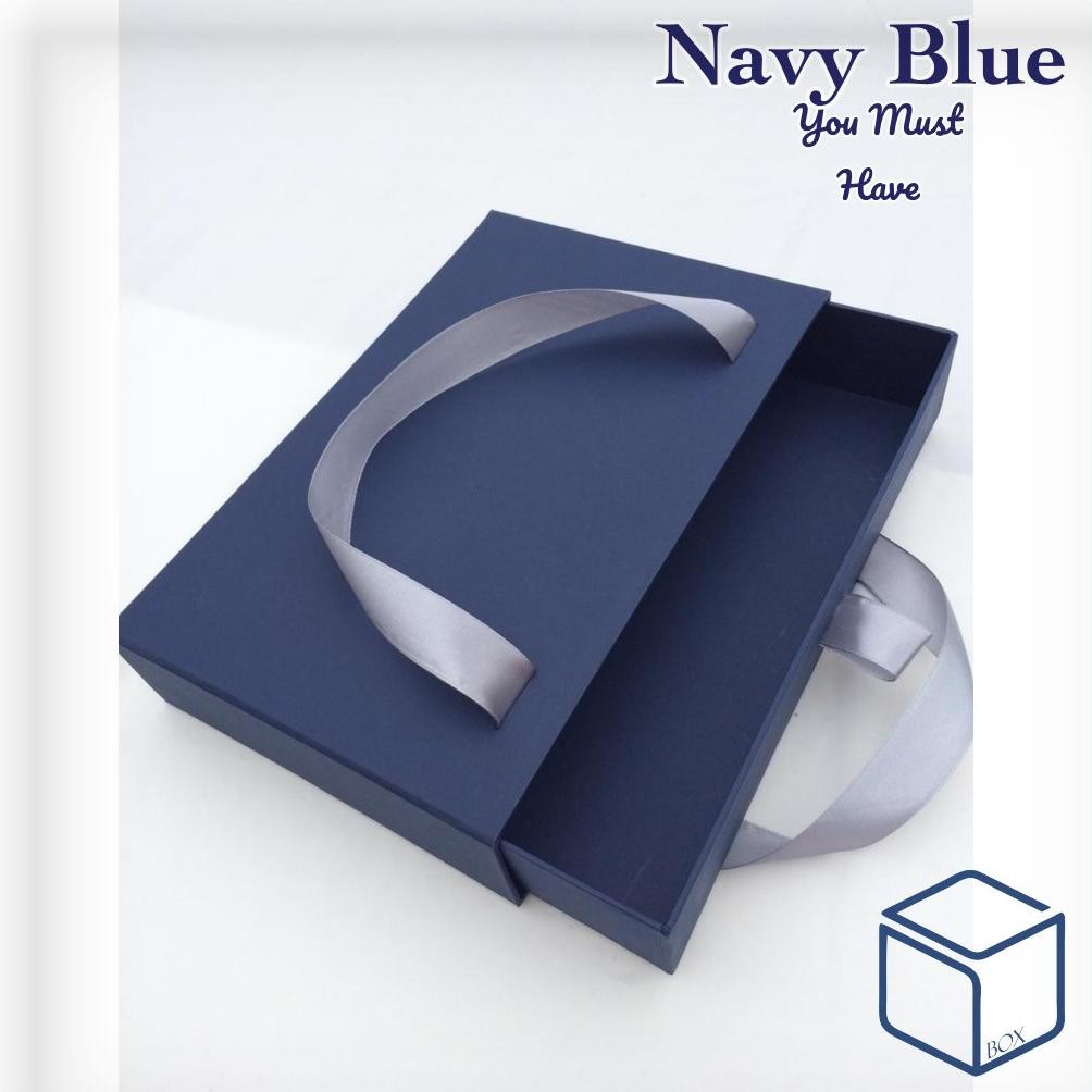 

Box Kado Ulang tahun cowok Hadiah Elegan kotak hampers tebal Biru Navy Masukkan keranjang praktis ditangan ada ukuran