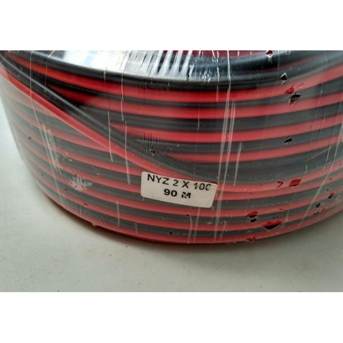 Merah Hitam Kabel serabut NYZ 2 X 100 90m 1roll listrik Audio speaker