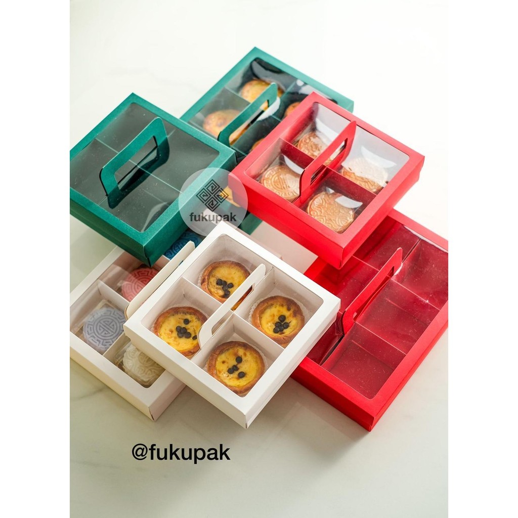 

Box Sekat Handle, Dus Pie Pudding Mooncake Muffin, Kotak Hamper Gift Box (10 pcs)