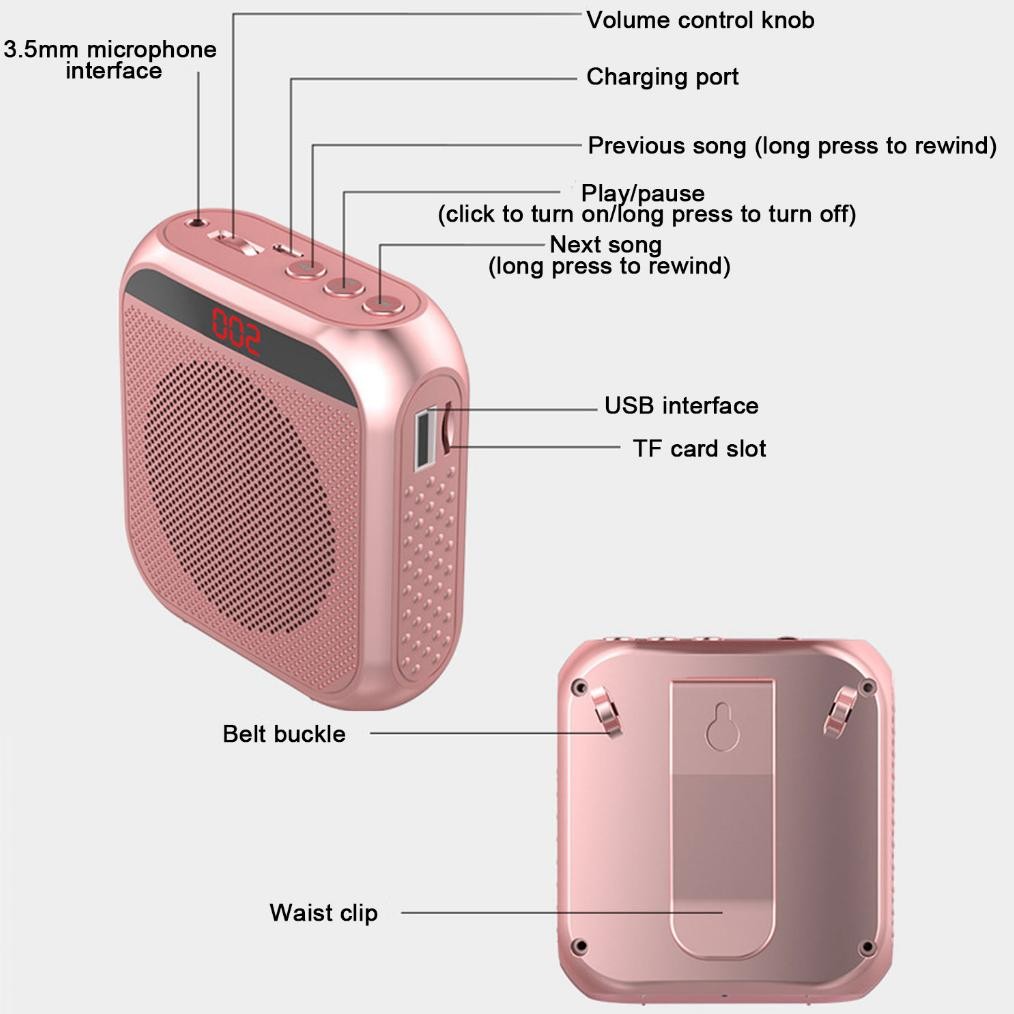 Speaker karaoke Megaphone Mini Guru Tour Guide Pidato Speaker Pinggang Dengan Kabel Audio Mic Headse
