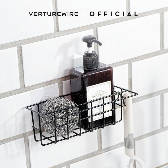 Verturewire Rak Sponge Sabun Cuci Piring Plastik Dapur Besi Dinding