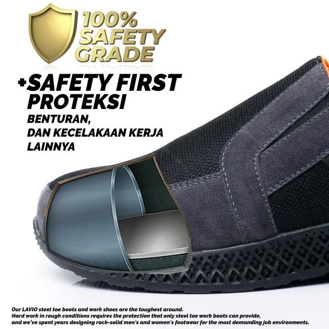 Diskon Sepatu Safety Sport Lavio Keren Tanpa Tali Slip On Ringan Nyaman