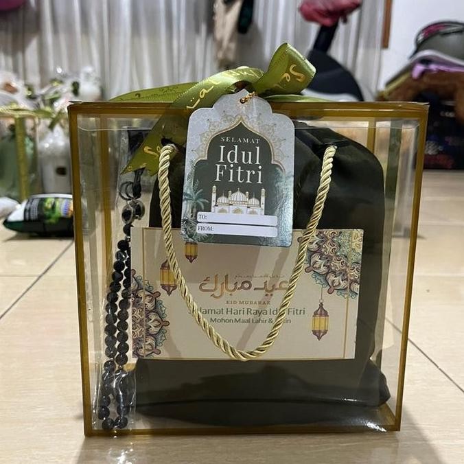 Sale Hampers Kado Sovenir Umroh, Haji Seserahan Mukena Box Mika Best Seller Bahan Katun Free Ucapan 