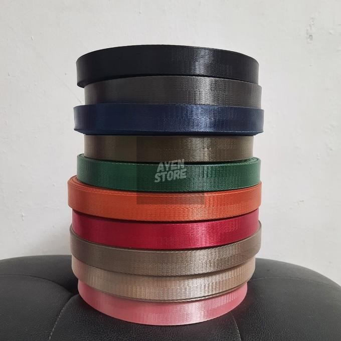 Webbing nylon 2.5 cm motif herringbone (per roll / 45m). webbing panah