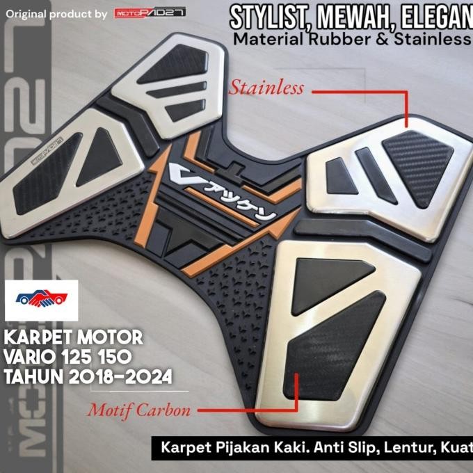Baru Karpet Motor New Vario 125 150 Tahun 2024-2015 Stainless Mp27