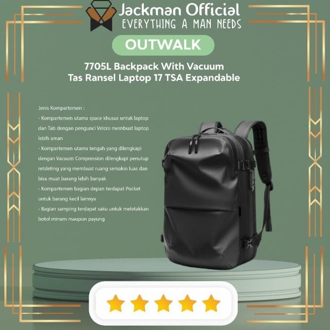 Dearglow- Outwalk 7705L Backpack With Vacuum Tas Ransel Laptop 17 Tsa Expandable