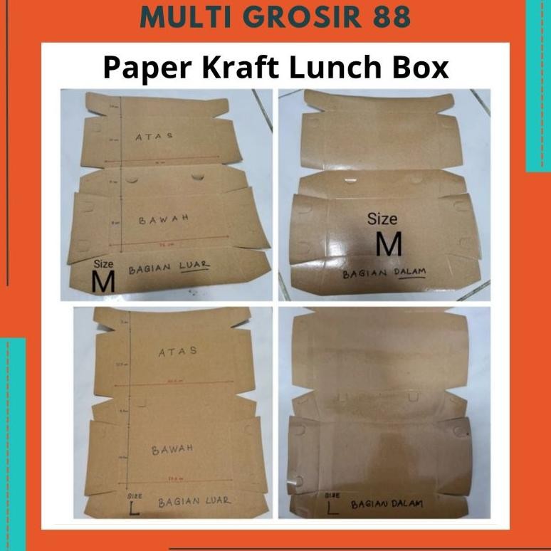 Bisa Cod Mg88 (Ecer 1 Pcs) Paper Lunch Box Kotak Makanan Kotak Kertas Nasi Size M / L ||