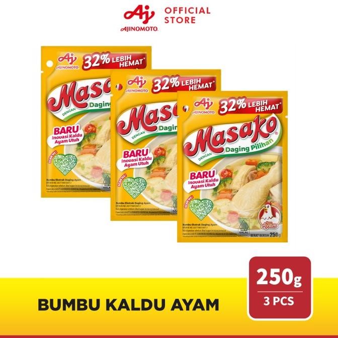 

Masako Bumbu Kaldu Ayam Penyedap Rasa 250 gram (3pcs) nUg