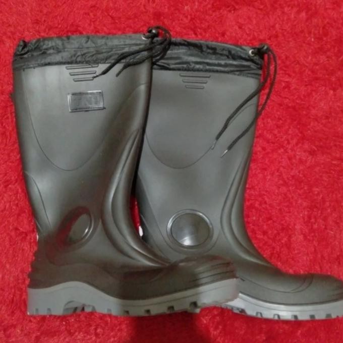 Original Sepatu Boots Boot Karet Hitam Tali Jatah TNI